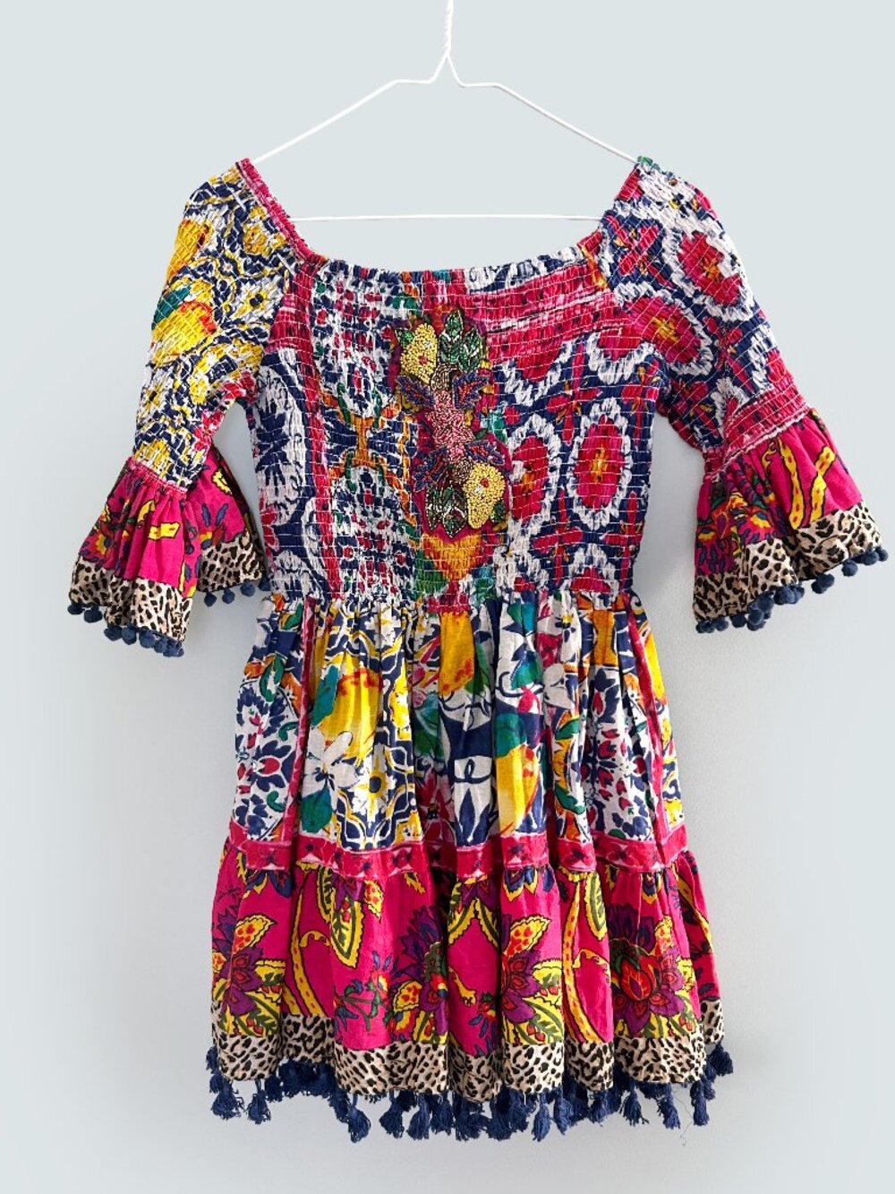 Antica Sartoria Giacomo Cinque Beaded Patchwork Italian Resortwear Dress NWT